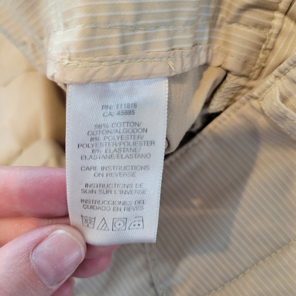 Michael Kors Women's 10 Khaki Tan Cropped Work Dress White Pinstripe Business - Picture 10 of 10